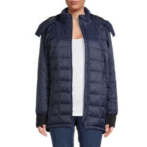 Swiss Tech Womens Navy Blue Mid-Length Puffer Hooded Coat  Jacket Sizes S (4--6)